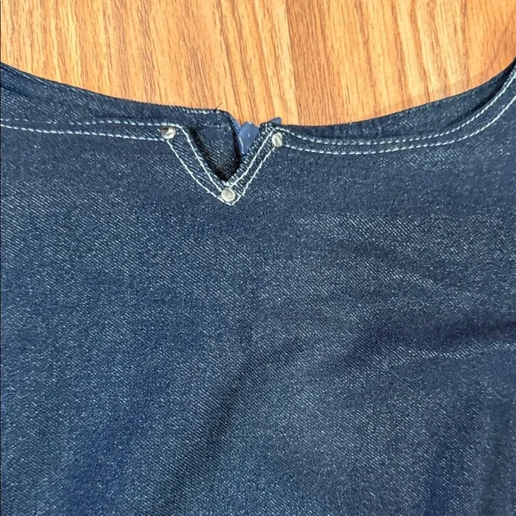 Bali Dark Blue Stretch Denim Sleeveless Shift Dress - Size L - Picture 6 of 9